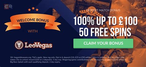 LeoVegas welcome offer: 50 spins & up to £100.